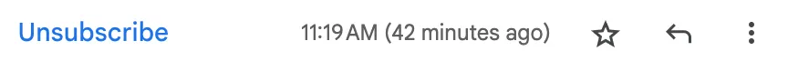 An unsubscribe link in gmail next to the sender